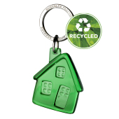 Sleutelhanger huis gerecycled transparant groen