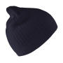 Delux Double Knit Cotton Beanie Hat - Navy - One Size