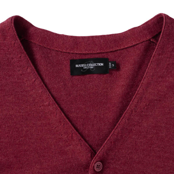 Men's V-Neck Knitted Cardigan - Cranberry Marl