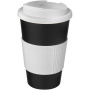 Americano® 350 ml tumbler with grip & spill-proof lid - Solid black/White