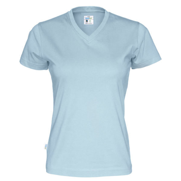 T-Shirt V-Neck Lady Sky Blue L (GOTS)