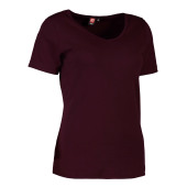 Interlock T-shirt | V-neck | women - Dark bordeaux, 3XL
