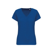 Dames-t-shirt BIO-katoen V-hals Ocean Blue Heather XXL