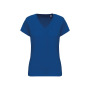 Dames-t-shirt BIO-katoen V-hals Ocean Blue Heather XXL