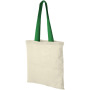 Nevada 100 g/m² cotton tote bag coloured handles 7L - Natural/Bright green