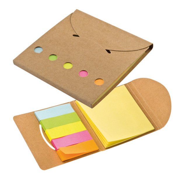 Notitieblokje (25 vel) en 25 markeerstickers - Compacte envelopvorm