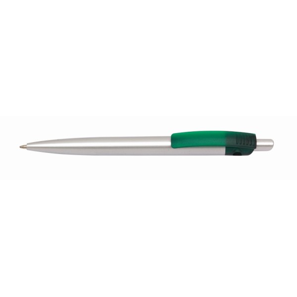 Zwartschrijvende kunststof balpen ART LINE groen, zilver