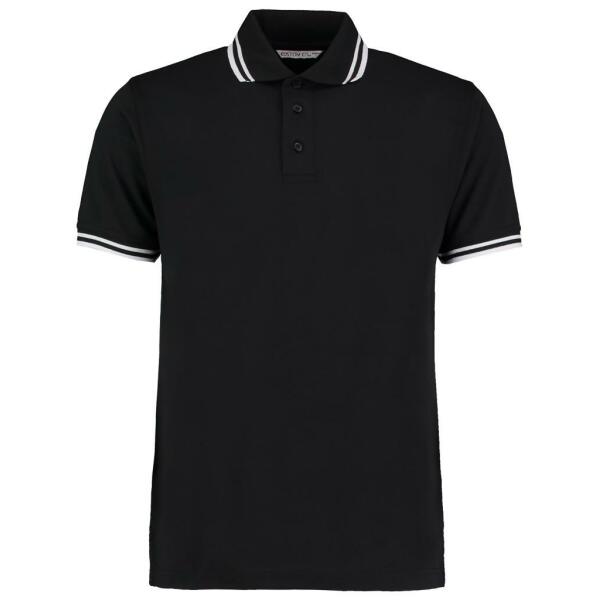 Contrast Tipped Poly/Cotton Piqué Polo Shirt, Black/White, M, Kustom Kit