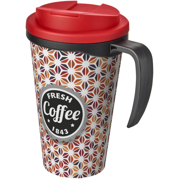 Brite-Americano® Grande 350 ml mug with spill-proof lid - Solid black/Red