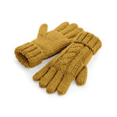 Cable Knit Melange Gloves - Black