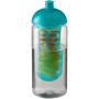 H2O Active® Octave Tritan™ 600 ml bidon en infuser met koepeldeksel - Transparant/Aqua blauw