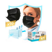 Medical face mask 3-ply - Black - One Size
