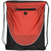 Peek polyester rugzak met trekkoordsluiting 5L - Rood/Zwart