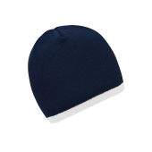 MB7584 Beanie with Contrasting Border navy/wit one size