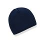 MB7584 Beanie with Contrasting Border navy/wit one size