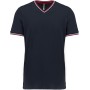 Heren-t-shirt piqué V-hals Navy / Red / White S