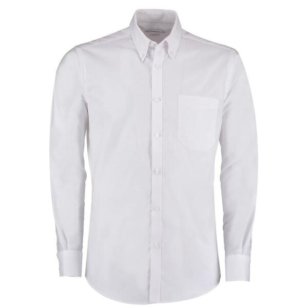 Long Sleeve Slim Fit Workwear Oxford Shirt, White, 14, Kustom Kit