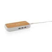 Bamboe 5W draadloze oplader met 3 USB-poorten Bamboe 5W draadloze oplader met 3 USB-poorten