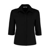 Women's Tailored Fit Continental Blouse 3/4 Sleeve - Black - 3XL