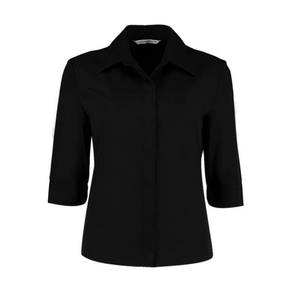 Women's Tailored Fit Continental Blouse 3/4 Sleeve - Black - 3XL