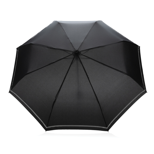 20.5"Impact AWARE™ RPET 190T pongee mini reflective umbrella, black