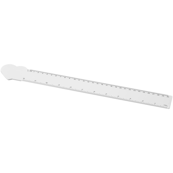 Tait 30cm heart-shaped recycled plastic ruler - White