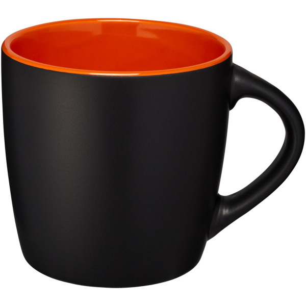 Riviera 340 ml ceramic mug - Solid black/Orange