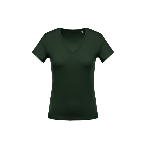 Ladies' short-sleeved V-neck T-shirt Forest Green M