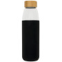 Kai 540 ml glazen drinkfles met houten deksel - Zwart