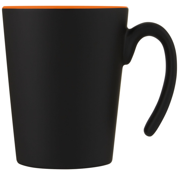 Oli 360 ml ceramic mug with handle - Orange/Solid black