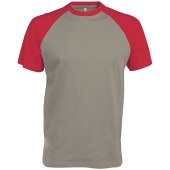 Baseball - Tweekleurig t-shirt Light Grey / Red L
