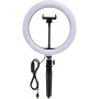 Studio ring light for selfies and vlogging with phone holder and tripod - Solid black