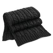 Cable Knit Melange Scarf - Black