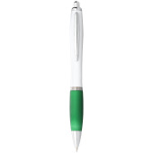 Nash kulspetspenna med vit pennkropp och färgat grepp - Vit/Grön