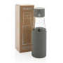 Ukiyo glass hydration tracking bottle with sleeve, grey