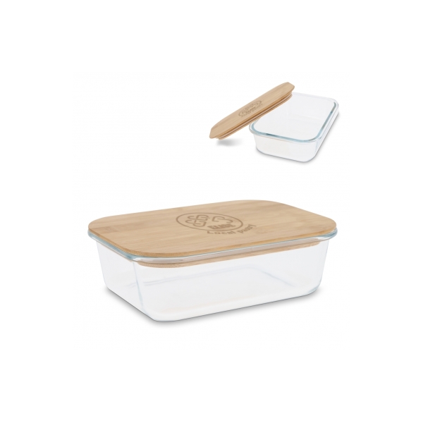 Lunch box glass with bamboo lid - Transparent