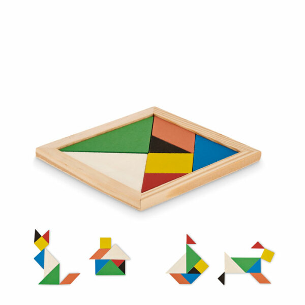 Gekleurde houten tangram puzzelspel