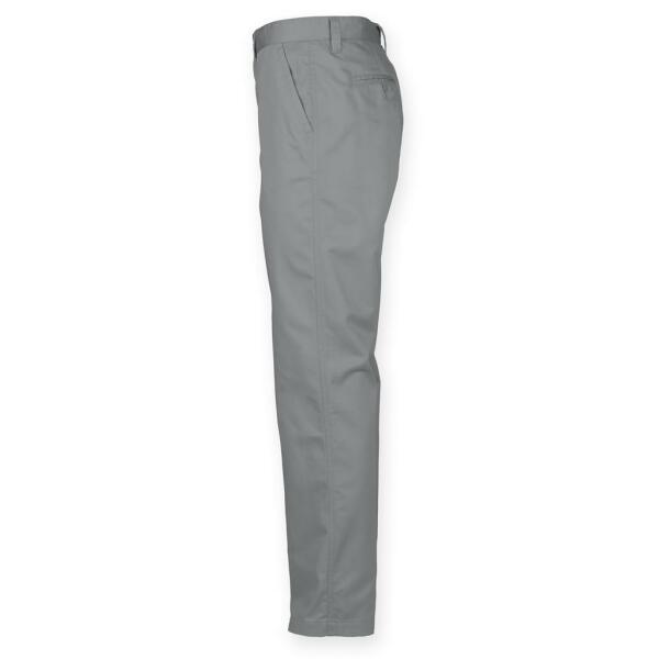 65/35 Flat Fronted Chino Trousers, Steel Grey, 40/R, Henbury