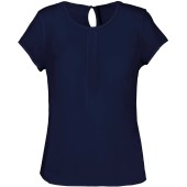 Damesblouse in crêpe met korte mouwen Deep Sea Blue 34 FR