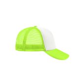 MB070 5 Panel Polyester Mesh Cap wit/neon-geel one size