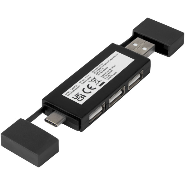 Mulan dual USB 2.0 hub - Solid black