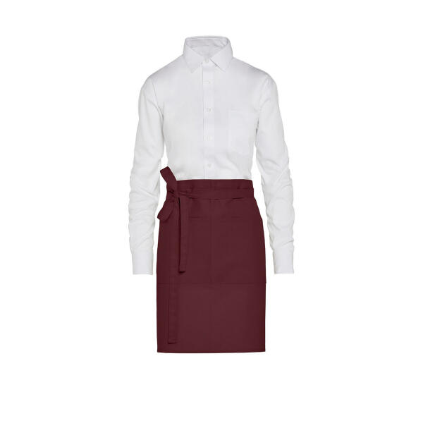 BRUSSELS - Short Recycled Bistro Apron with Pocket - Burgundy - One Size
