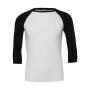 Unisex 3/4 Sleeve Baseball T-Shirt - White/Black - L