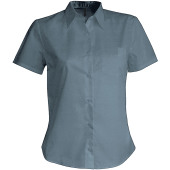 Overhemd in onderhoudsvriendelijk polykatoen-popeline korte mouwen dames Silver XL