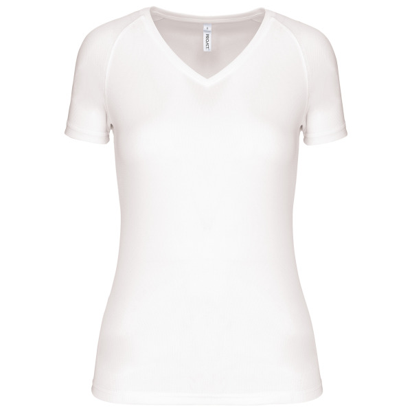 Dames sport-t-shirt V-hals White XXL