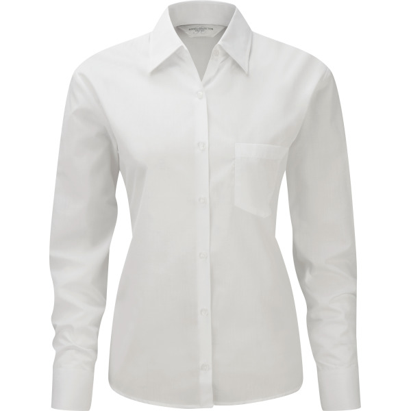 Ladies' Ls Polycotton Poplin Shirt White XXL