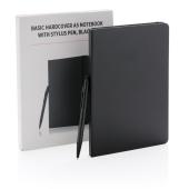 A5 hardcover notitieboek met touchscreen pen, zwart