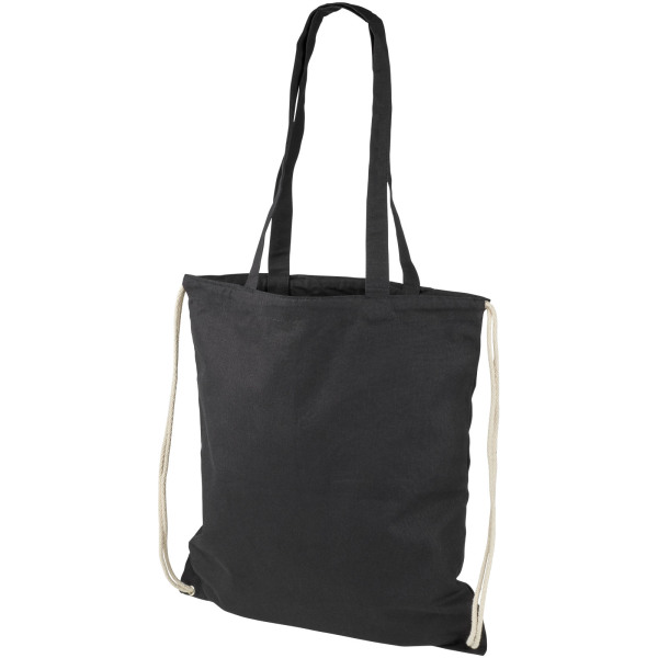 Eliza 240 g/m² cotton drawstring backpack 6L - Solid black