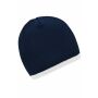 MB7584 Beanie with Contrasting Border - navy/white - one size