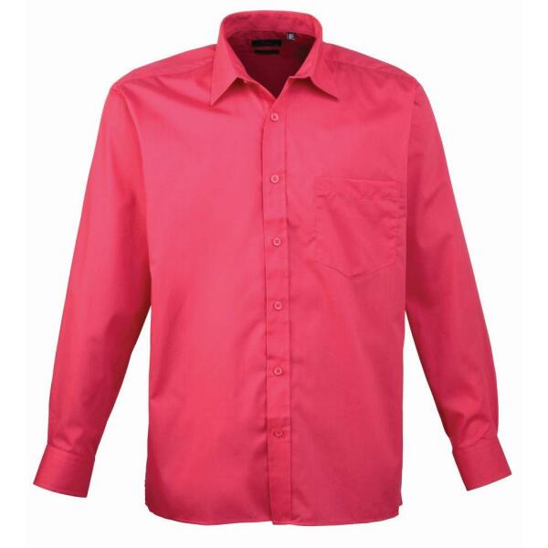 Long Sleeve Poplin Shirt, Hot Pink, 19, Premier
